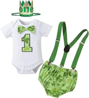 Baby Boy Wild One 1st Birthday Outfit Cake Smash Lion Bowtie Romper + Shorts + Suspenders + Crown Headband Photo Shoot