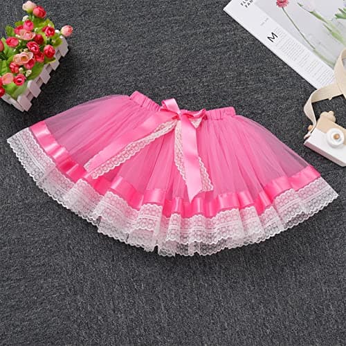 IBTOM CASTLE Baby Girl 1st Birthday Floral Lace Romper & Tutu Set+Crown Photo Clothes