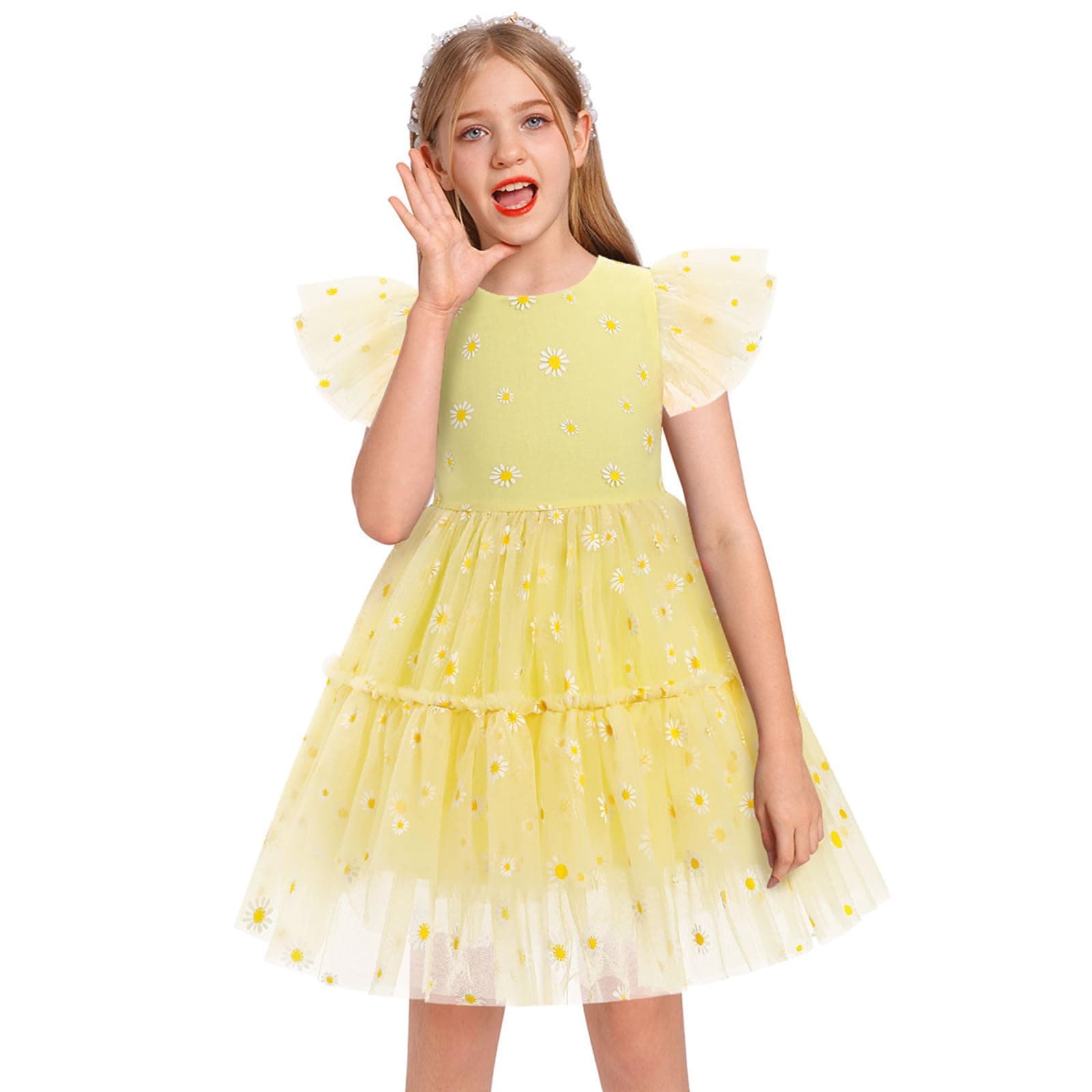 IMEKIS Girls' Confetti Stars Birthday Princess Tulle Dress for 3-10T