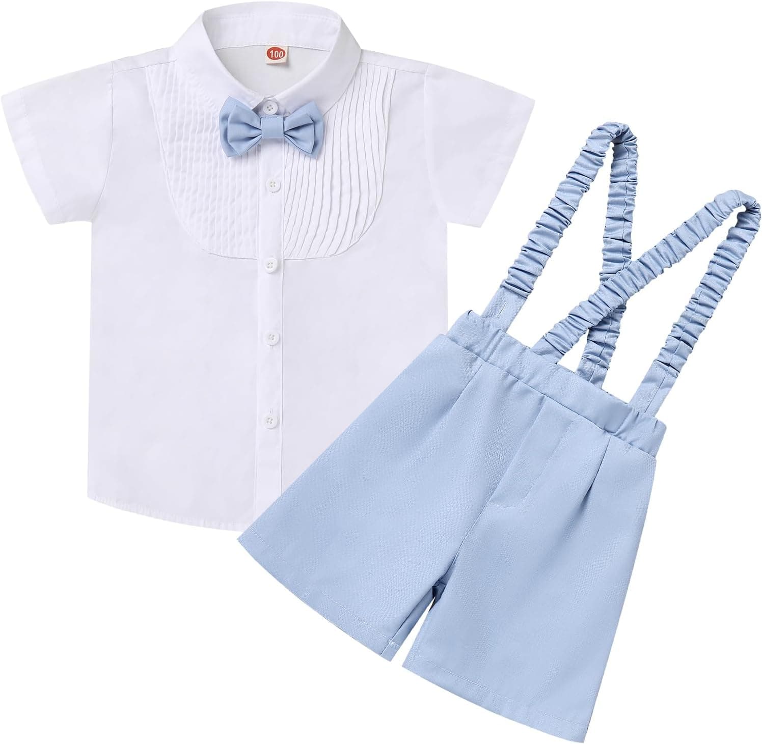Baby Boy Baptism Christening Outfit Bowtie Dress Shirt Suspenders Shorts Summer Wedding Party Formal Ring Bearer Suits