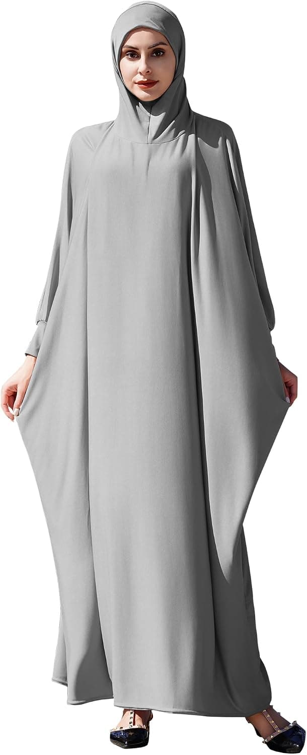 One-piece Muslim Abaya Prayer Hijab Dress Kaftan Islamic Long Sleeve Islamic Jilbab Cover Up Praying Modest Dress Robe