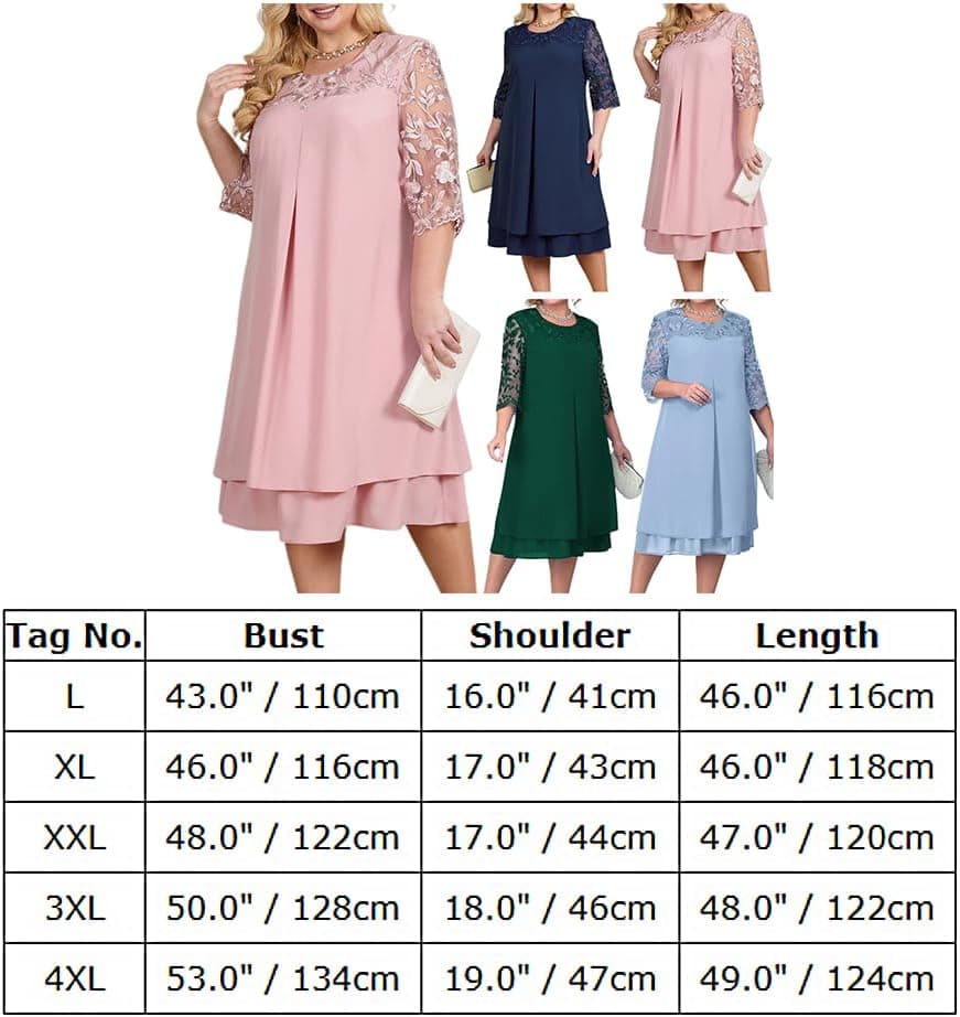 Women Plus Size Half Sleeve Floral Mesh Sleeve Wedding Guest Dress O Neck Embroidered Cocktail Chiffon Midi Dress