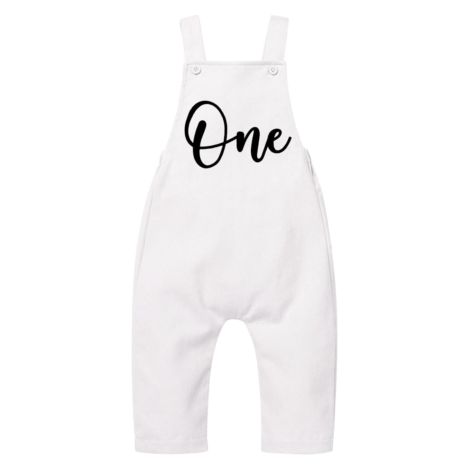 Baby Boy Girl Cake Smash Outfit - Boho Romper & Long Pants for 1st Birthday Photos