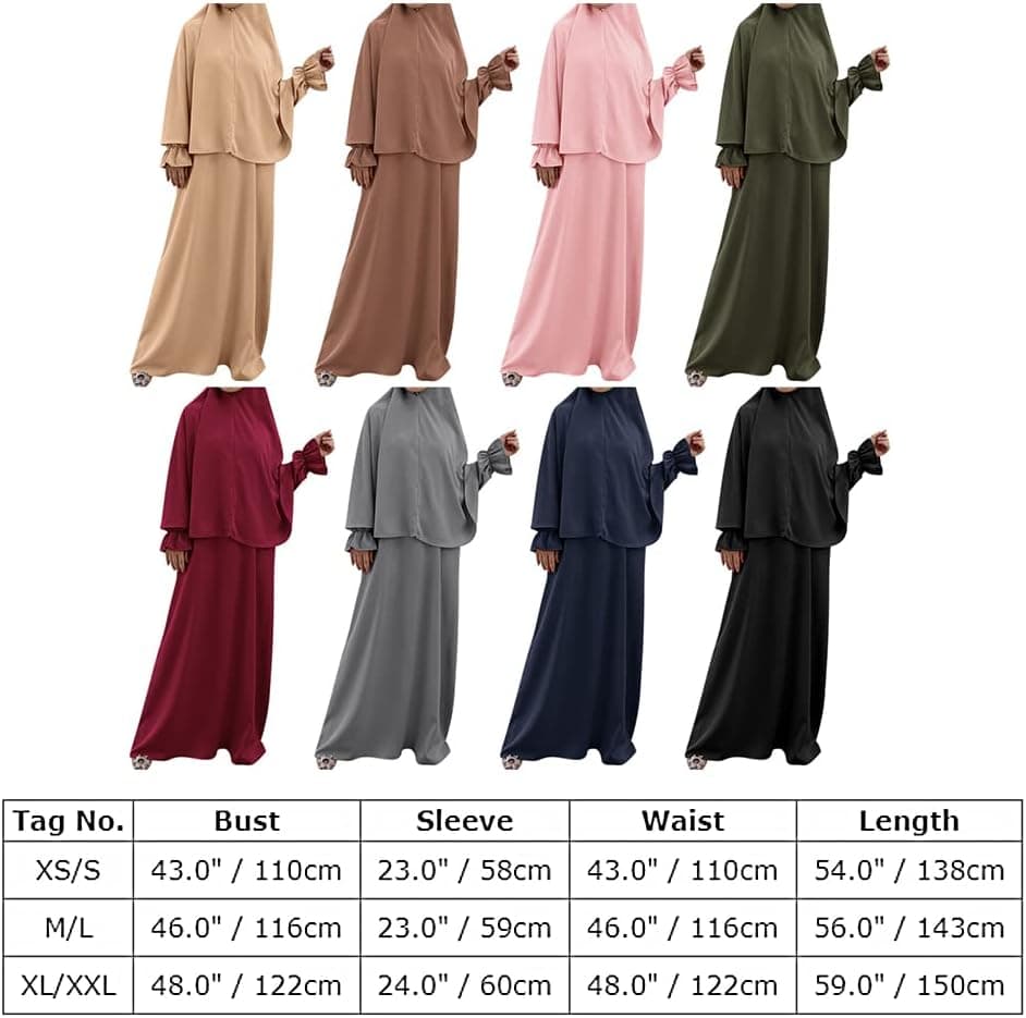 Women Muslim Abaya Modest Prayer Dress with Hijab Middle East Arabian Robe Islamic Dubai Outfit