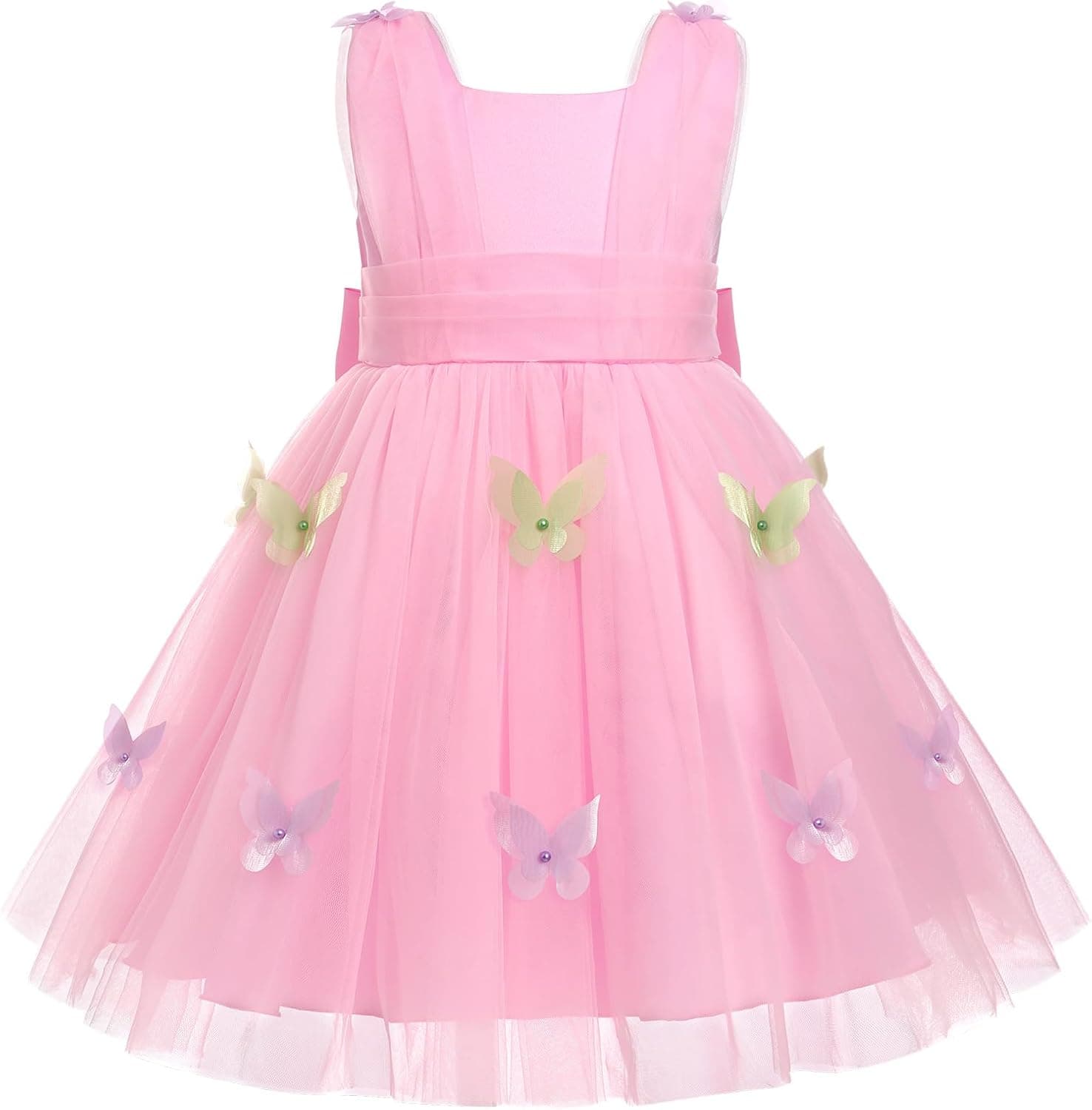 Toddler Baby Girls Butterfly Birthday Dress High Low Tulle Christening Formal Wedding Party Tulle Dresses Photo Shoot