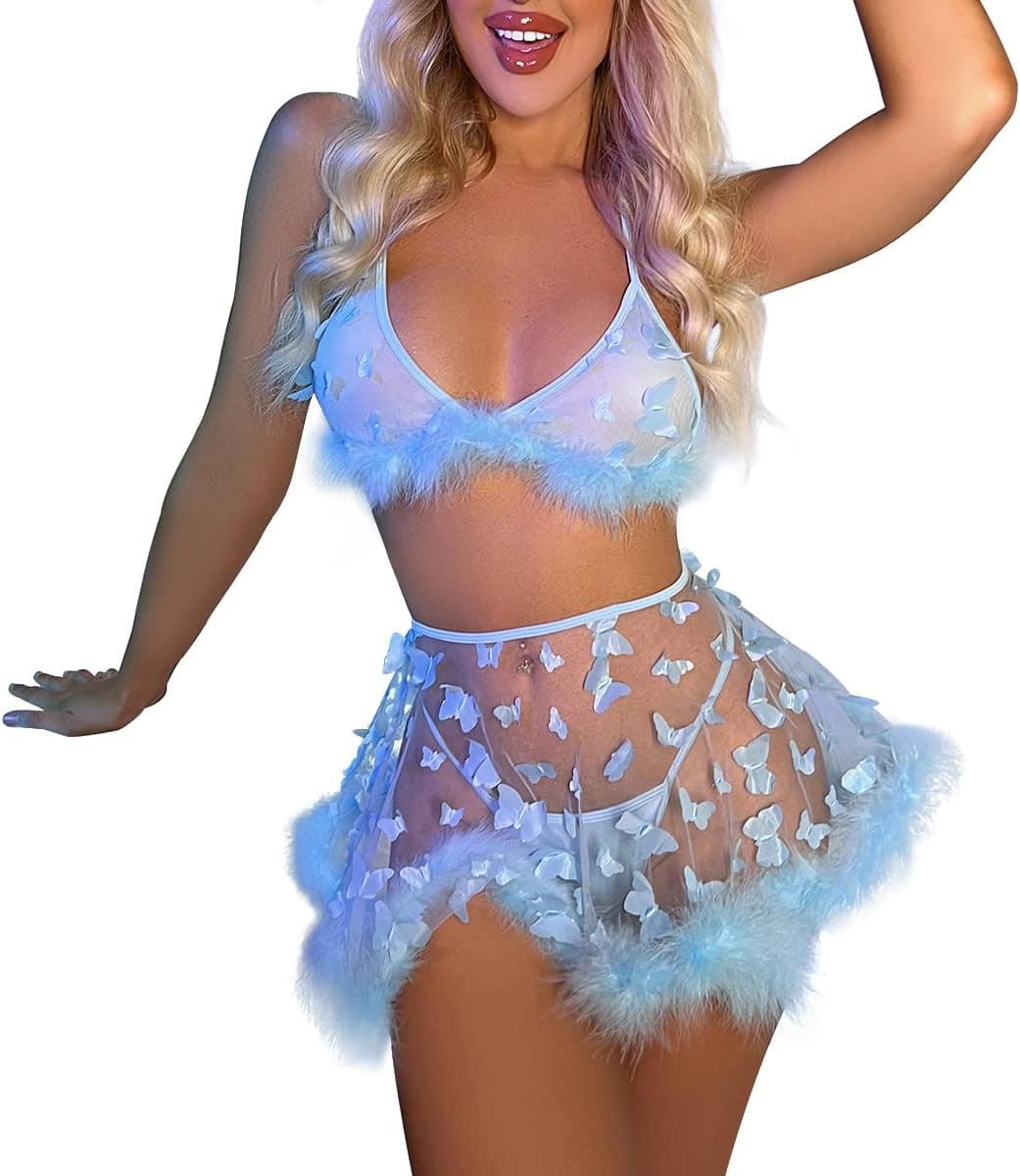 Rave Outfits for Women Metallic Bikini Sets Sexy Halter Bra Panty Mini Skirt 3 Piece Swimsuits Music Festival Costume