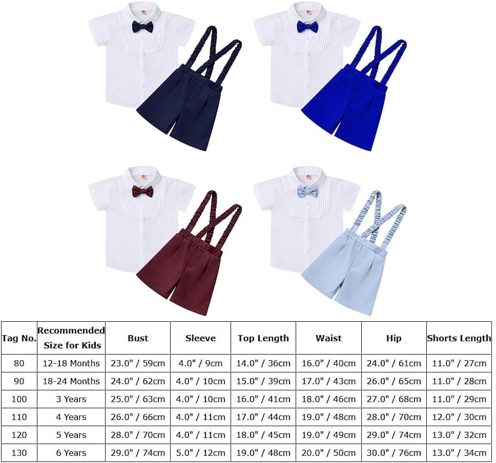 Baby Boy Baptism Christening Outfit Bowtie Dress Shirt Suspenders Shorts Summer Wedding Party Formal Ring Bearer Suits