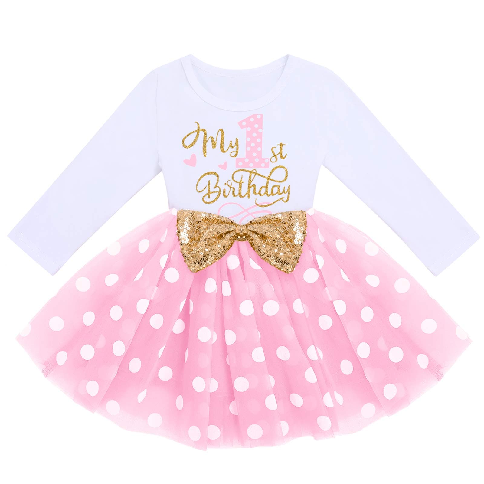 IMEKIS Baby Girl 1st 2nd 3rd Birthday Tutu Dress with Polka Dots