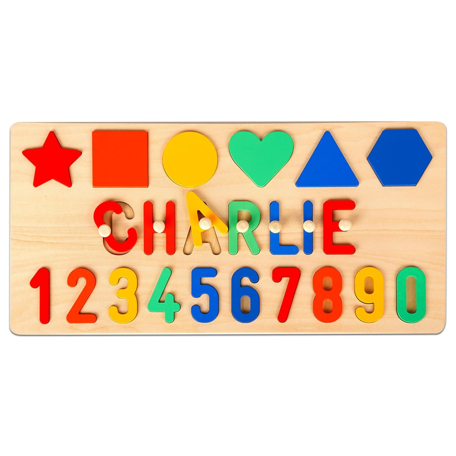 Personalized Wooden Name Puzzle for Toddlers 1-3, Shape & Number Puzzle, Montessori Baby Toys