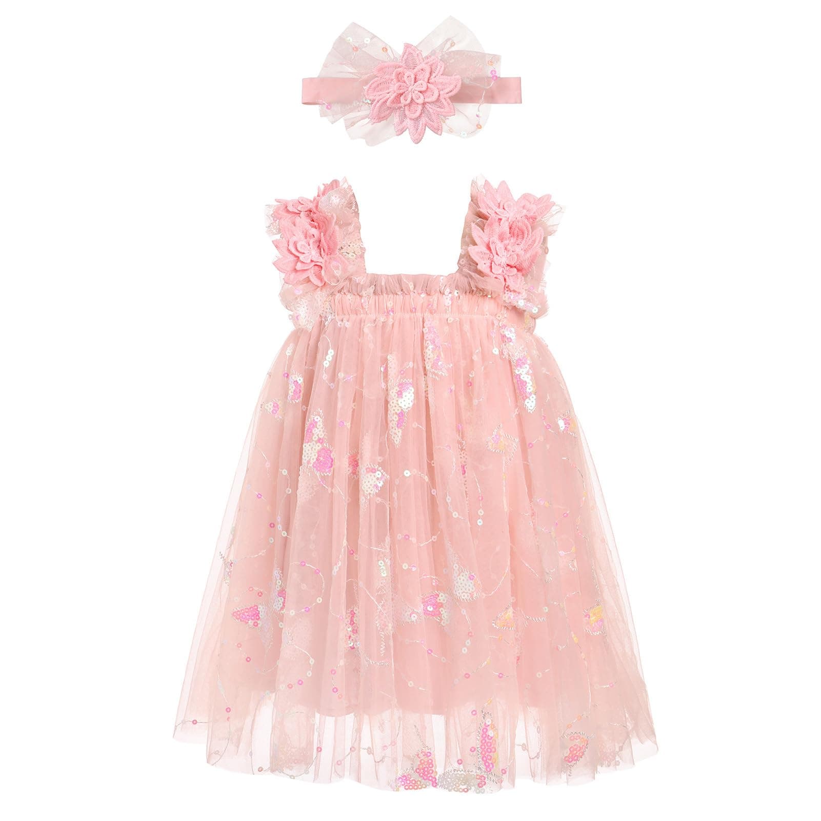 Toddler Girl Strawberry Butterfly Tutu Dress with Headband for Birthday Cake Smash Photos
