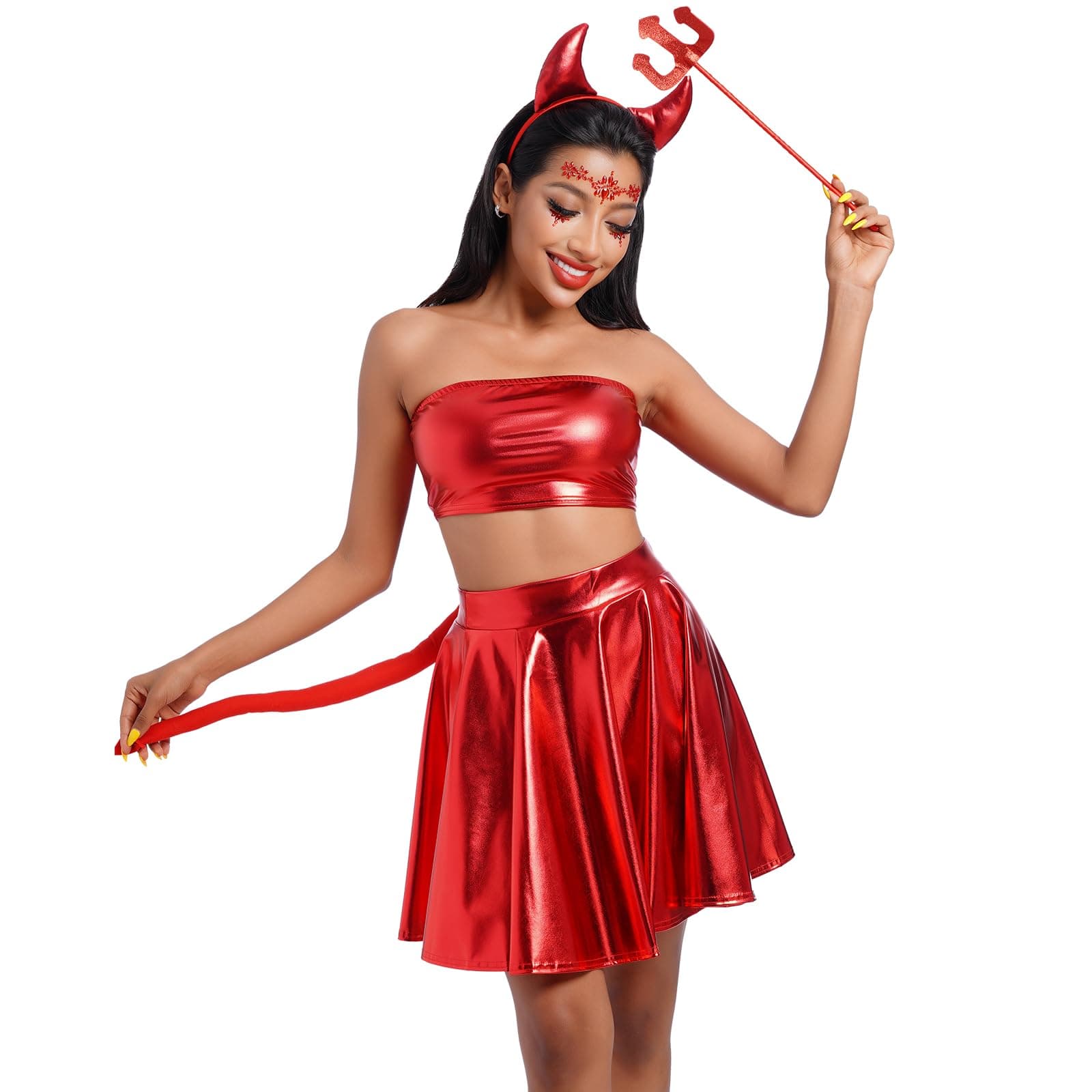 IMEKIS Women Angel Devil Halloween Costume Set