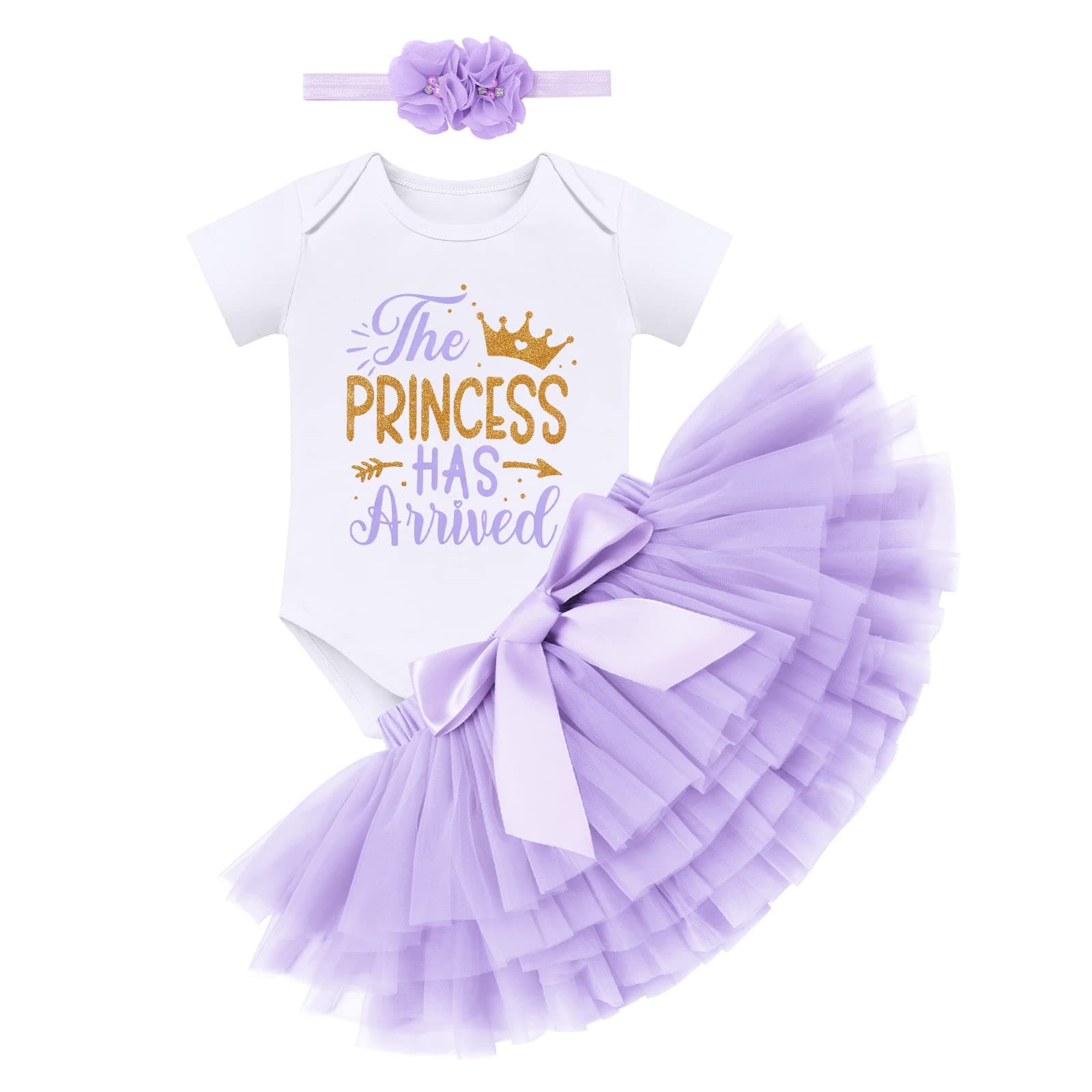 Newborn Baby Girls Princess Romper Tutu Skirt Flower Headband Set