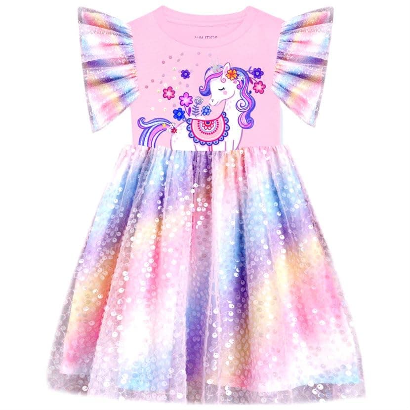 VIKITA Girls' Knee-Length Summer Tutu Dress