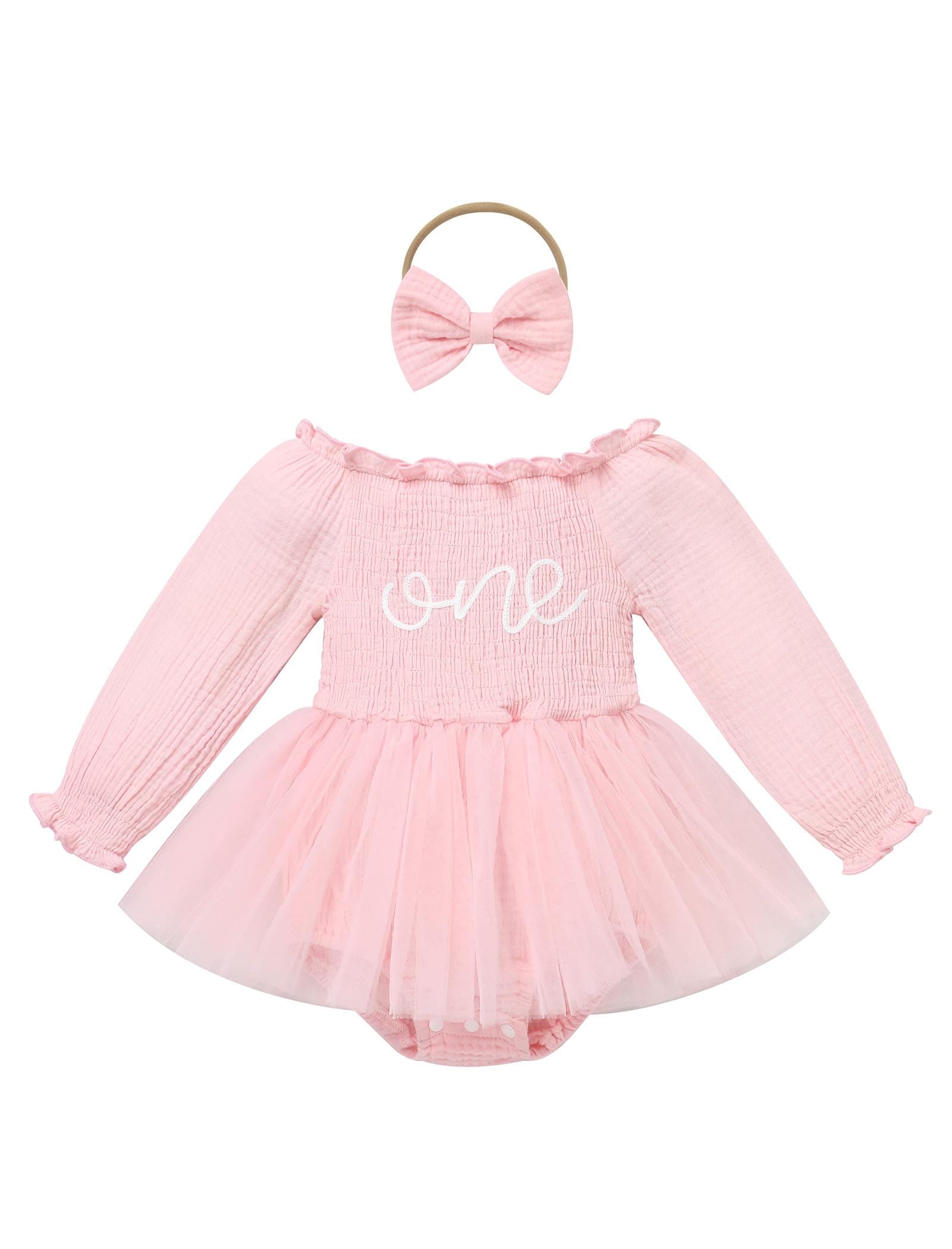 IDOPIP Strawberry Butterfly 1st Birthday Smocked Romper & Tutu Dress