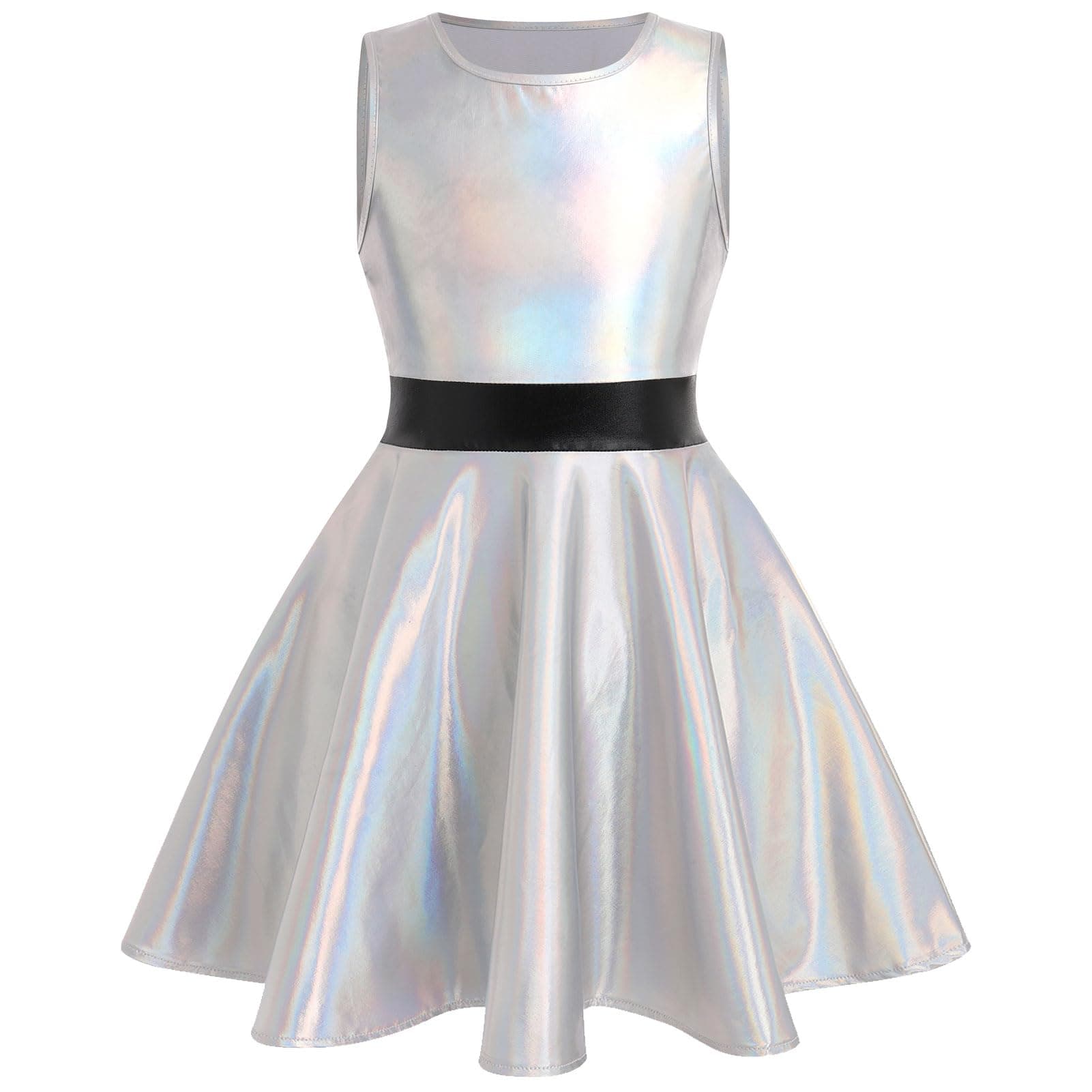 IMEKIS Girls Halloween Holographic Skater Dress 3-12T Cosplay Outfit