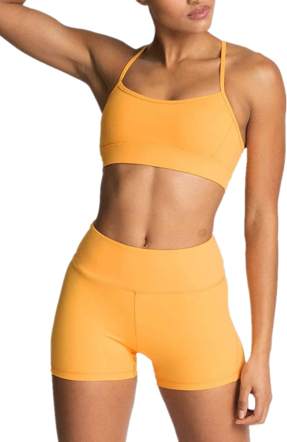 Women's Workout Sets 2 Piece Yoga Outfits High Waisted Yoga Leggings Shorts and Sports Bra Gym Clothes Tracksuit