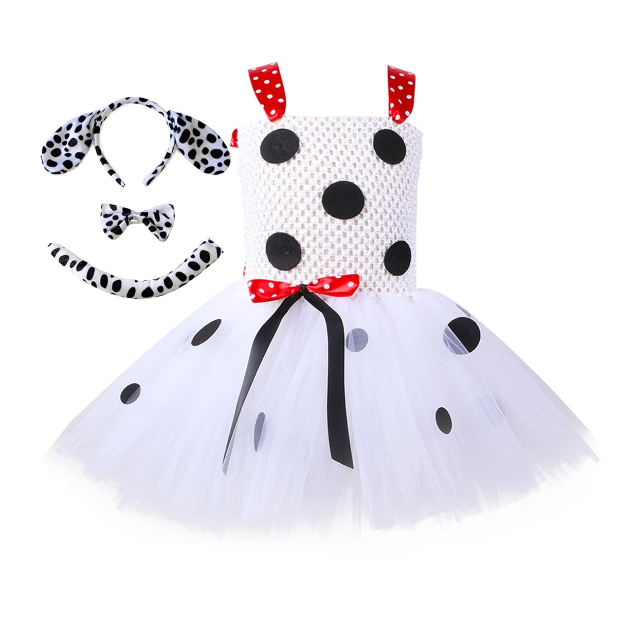 Dalmatian Dog Milk Cow Costume Tutu Dress with Headband for Baby Girls