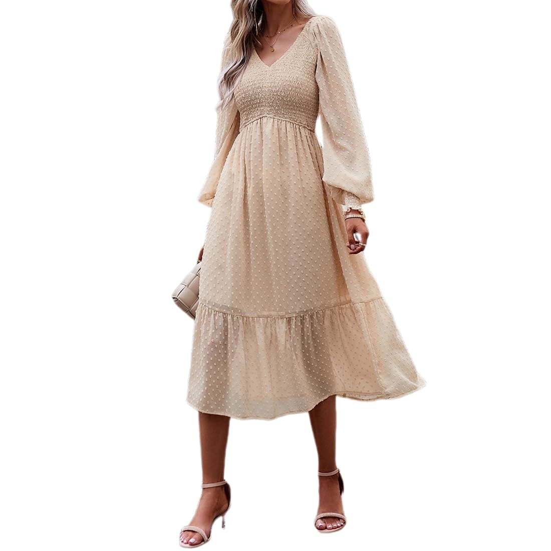 Boho Swiss Dot Smocked Cocktail Dress