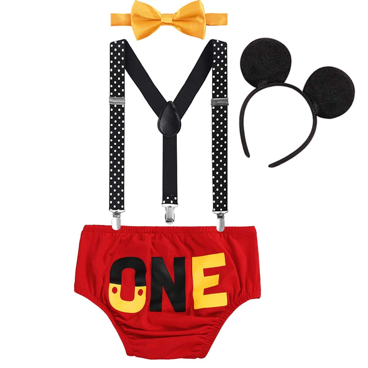 FYMNSI Baby Boys 1st Birthday Cake Smash Photo Props Outfits 4PC Set