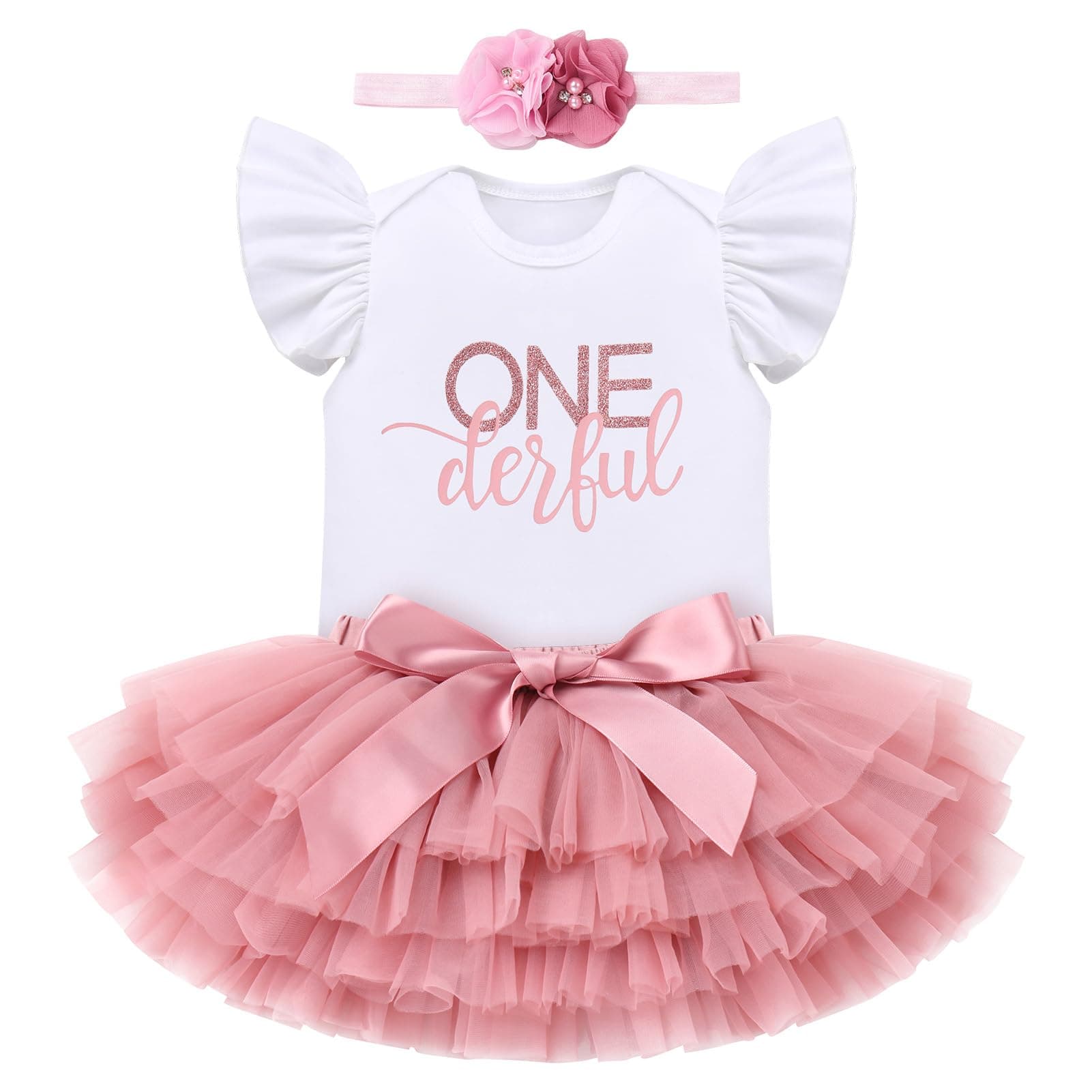 ODASDO Baby Girl Animal Theme 1st Birthday Cake Smash Outfit Set