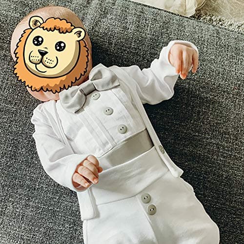 Christening Outfit for Baby Boys - Bowtie Romper with PantsSuit Set