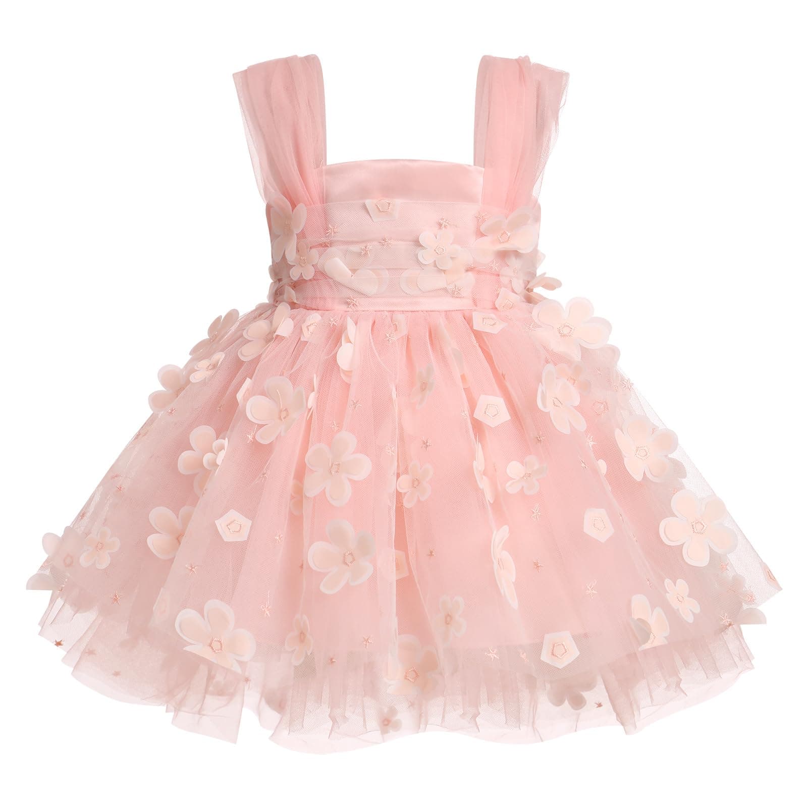 Toddler Girls Flower Tulle Formal Dress for Wedding Party Birthday Cake Smash