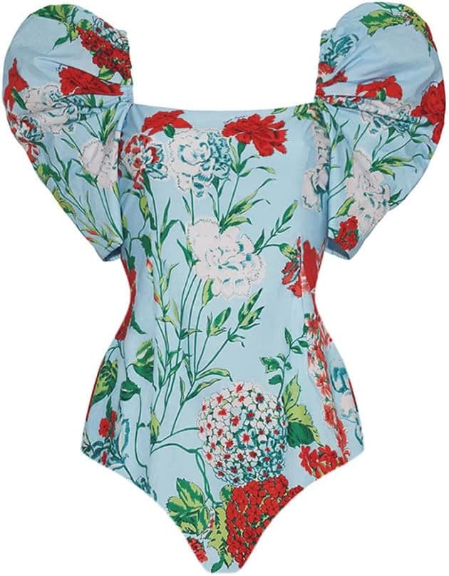 Women 2 Piece Swimsuit Monokini with Cover Ups Ruffles Tropical Bikini Set Summer Holiday Bathing Suits