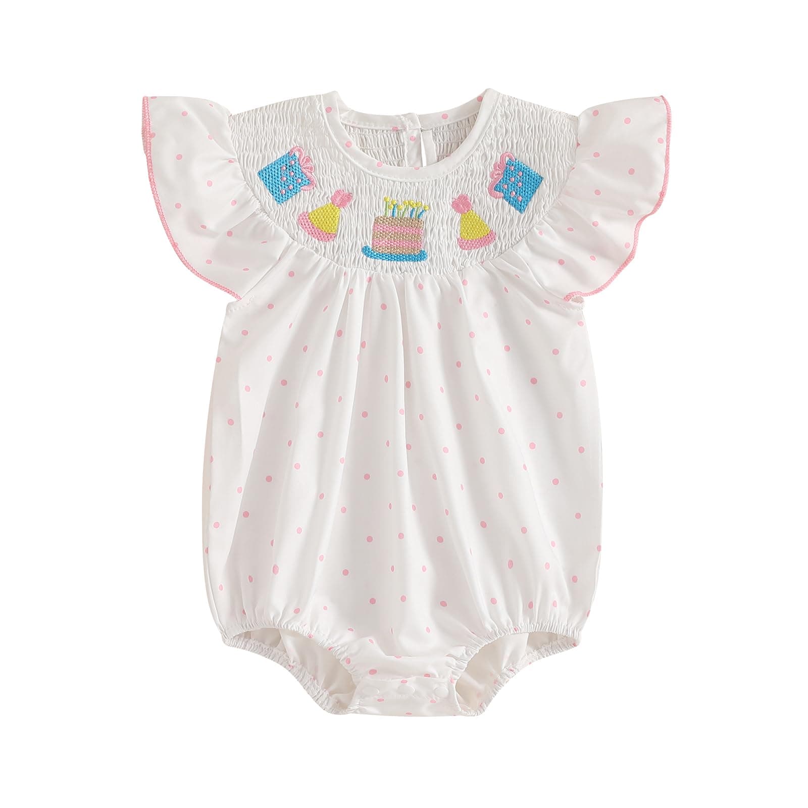 XKwyshop Baby Girl 1st Birthday Outfit 1 Year Old Smocked Bubble Romper