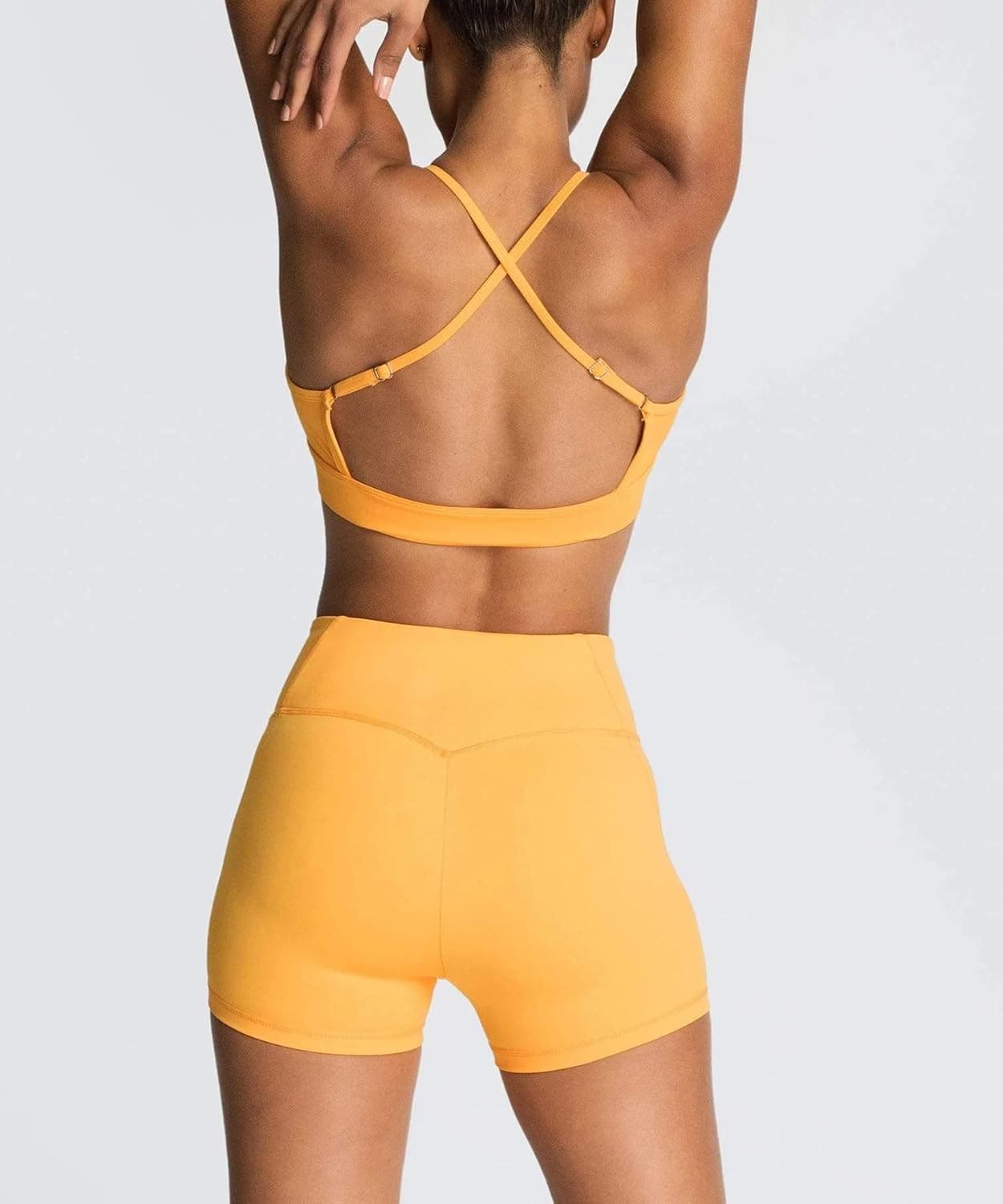 Women's Workout Sets 2 Piece Yoga Outfits High Waisted Yoga Leggings Shorts and Sports Bra Gym Clothes Tracksuit