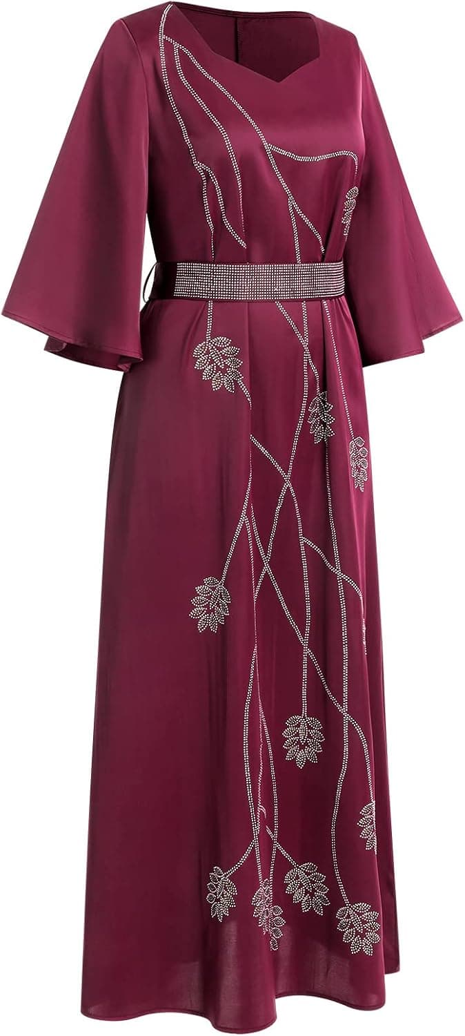 Women Muslim Abayas Applique Embroidery Long Sleeve Formal Dress Full Cover Islamic Dubai Robe Kaftan Prayer Clothes