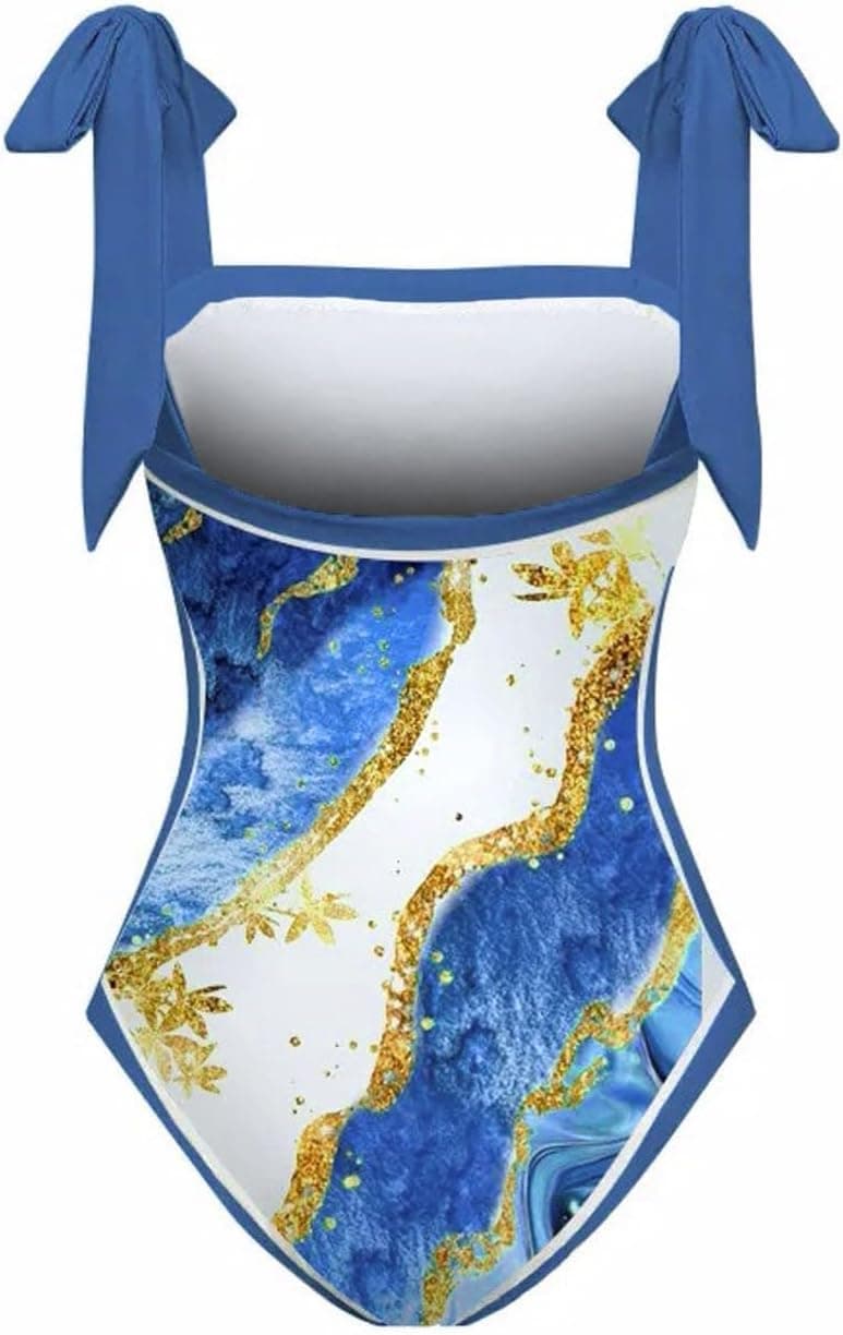 Women's One Piece Swimsuit with Bikini Maxi Wrap Skirt Sarong 2 Piece Retro Floral Print Bikini Set Tummy Control Tankini Set