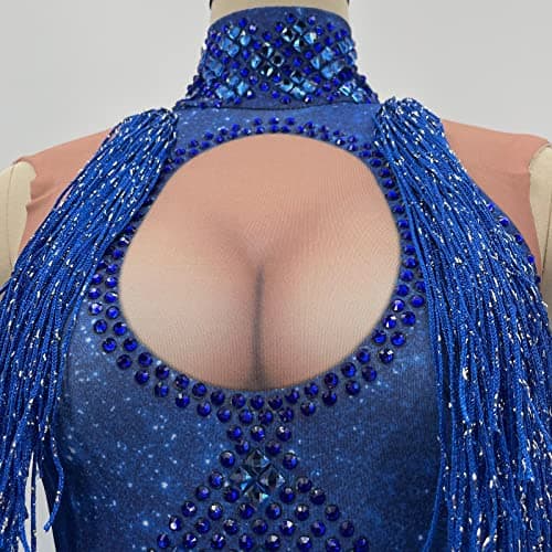Yoyomomozi Sparkly Rhinestone Tassel Bodysuit for Nightclub Shows and Festivals