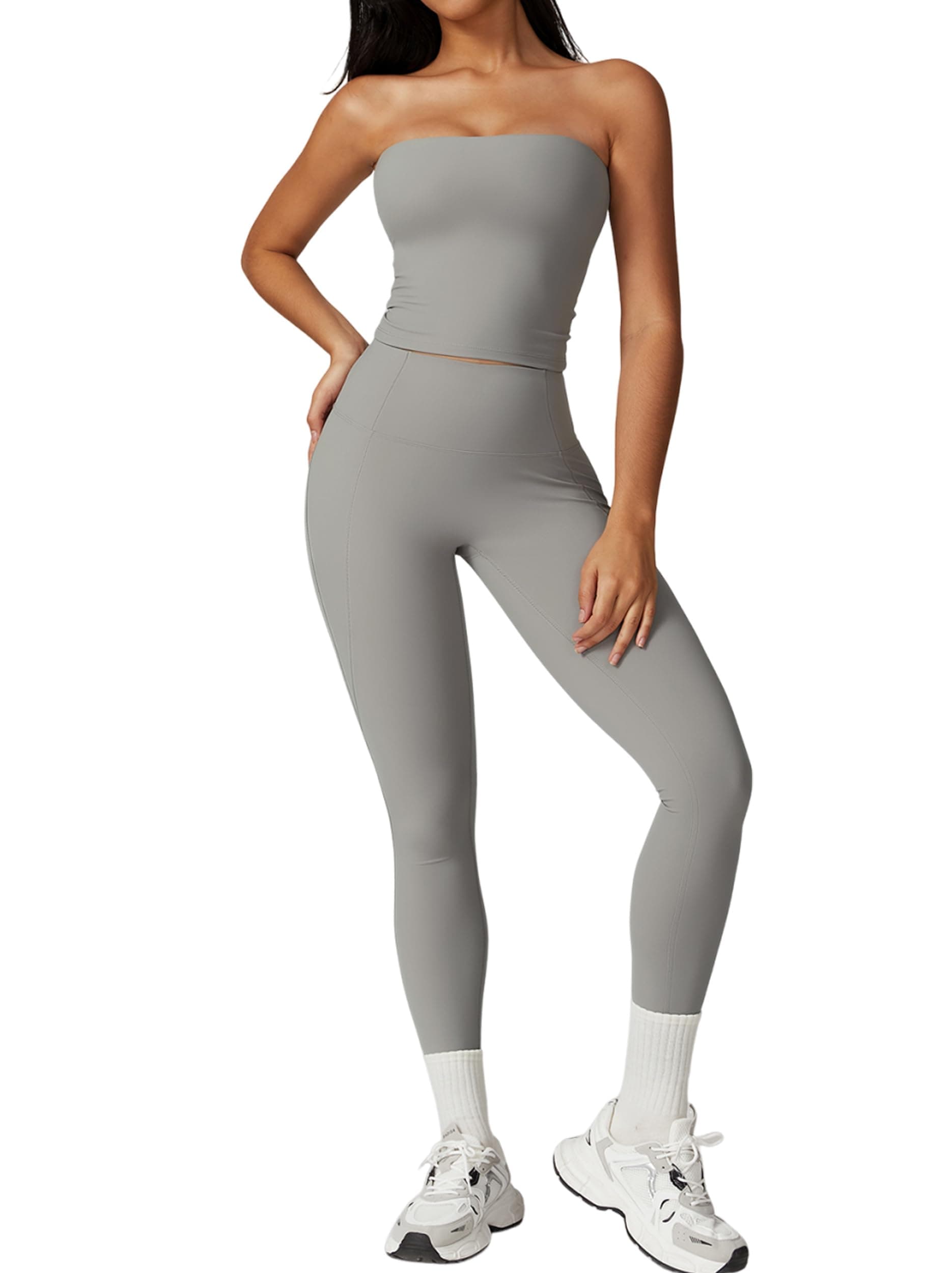 QB Workout Sets for Women: High Waist Leggings & Backless Sports Bra