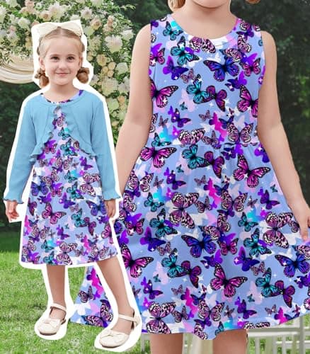 Goodstoworld Toddler Girl Fall Outfits: Sleeveless Dresses & Long Sleeve Cardigan 2-8T
