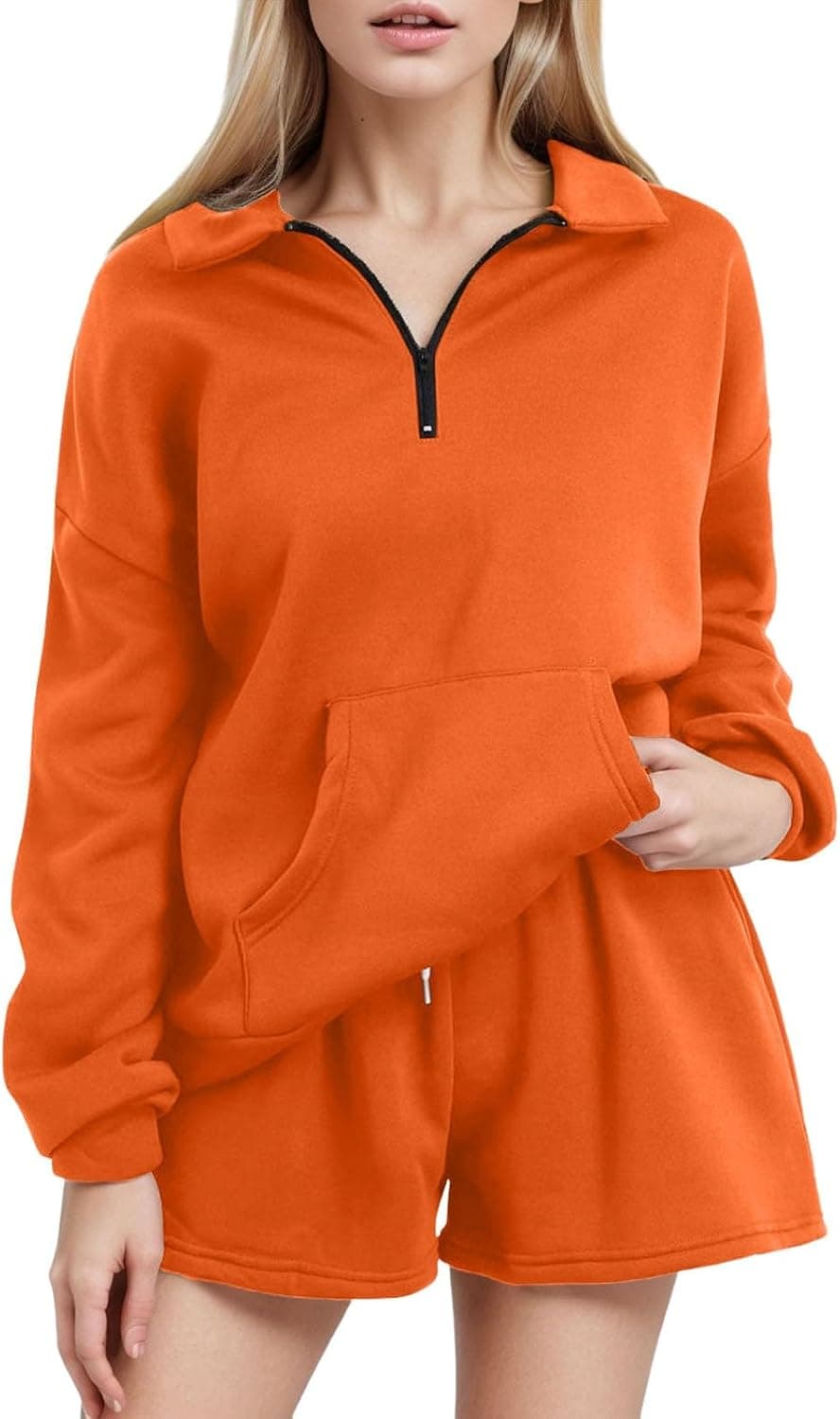plus Size Swimwear Bikini Women Fashion 2 Piece Outfits Sweatsuit Oversized Half Zip Sweatshirt Short Set Wear