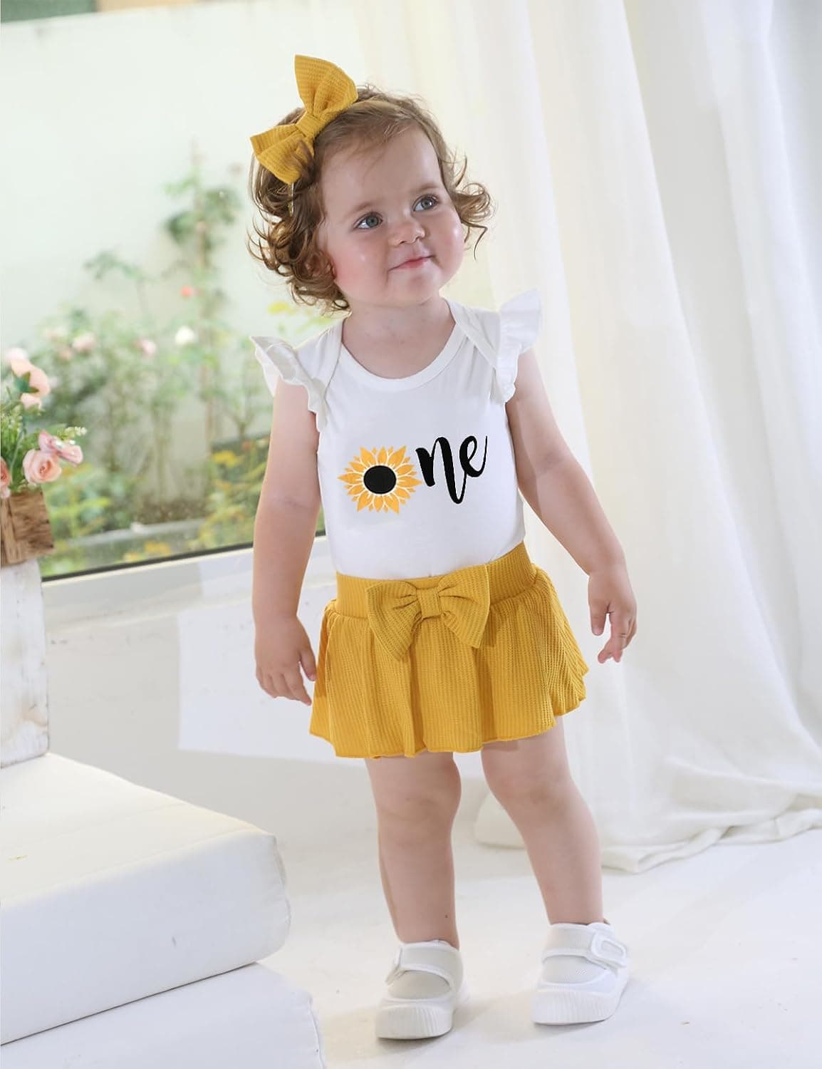 Baby Girl 1st Birthday Outfit First Birthday Clothes One Year Old Birthday Sunflower Skirt Set