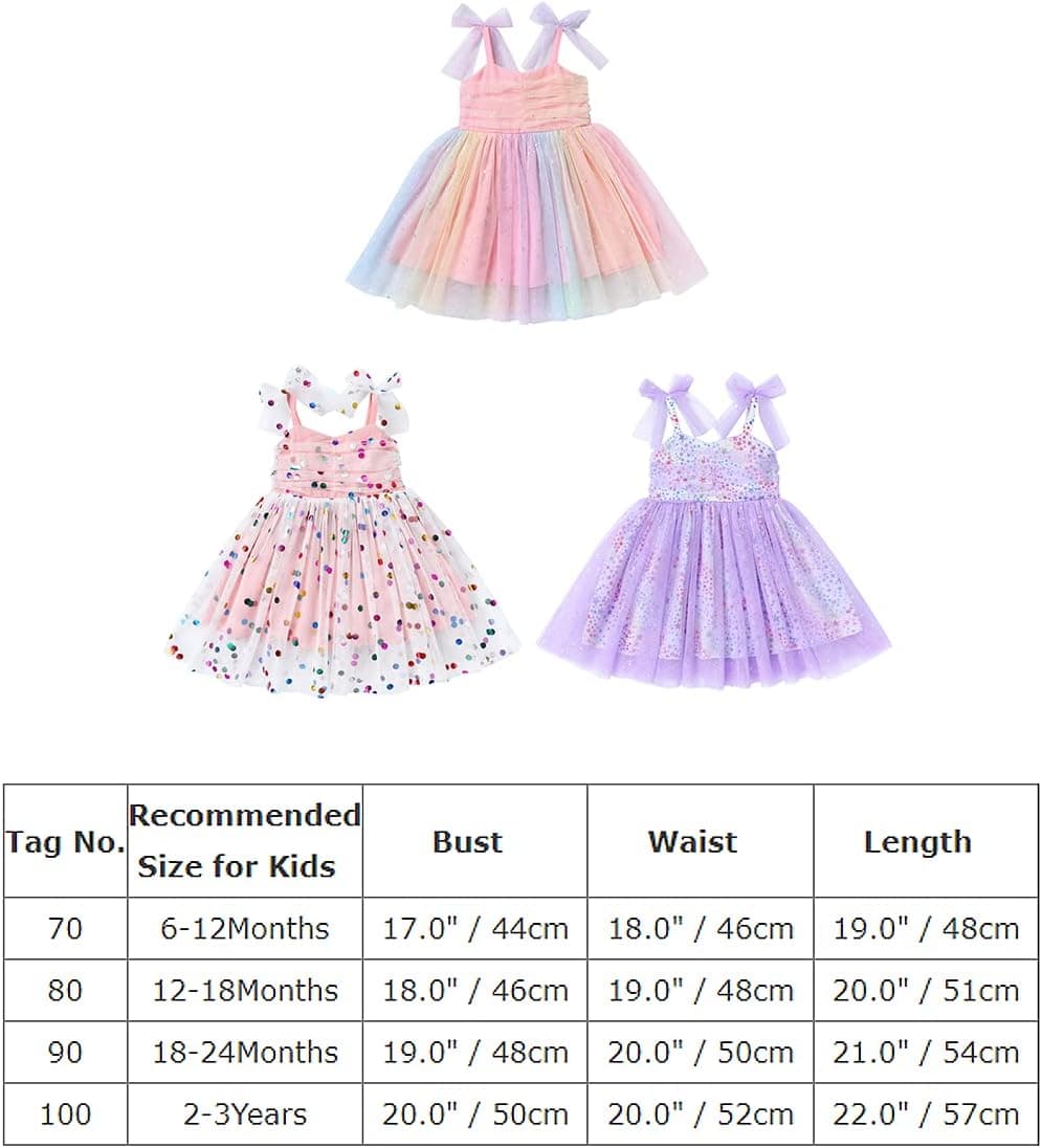 Toddler Baby Girl Birthday Princess Dress Shiny Confetti Boho Rainbow Cake Smash Photo Shoot Outfit for 1-6T
