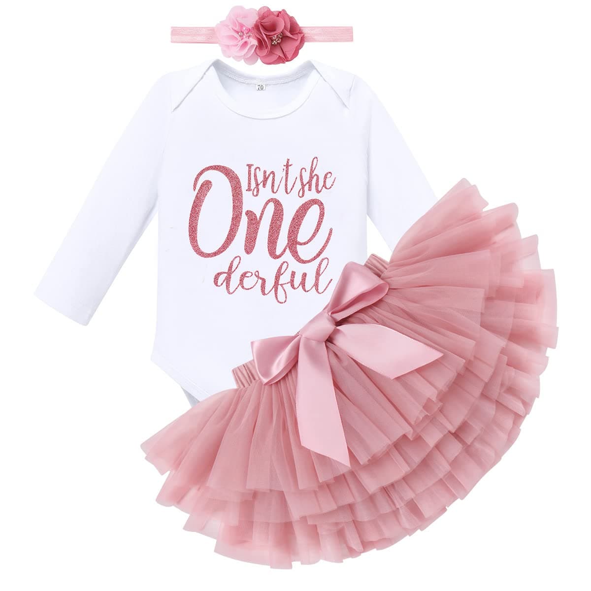 IMEKIS Boho Rainbow Baby Girl 1st & 2nd Birthday Outfit Romper + Tutu + Headband