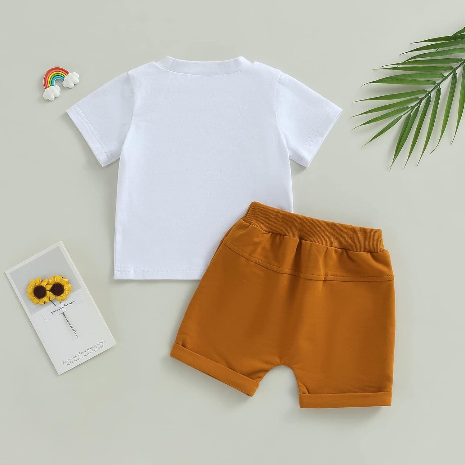 Toddler Baby Boy First Birthday Outfit Letter Print Short Sleeve T Shirt Top and Solid Shorts 2 Piece Summer Clothes