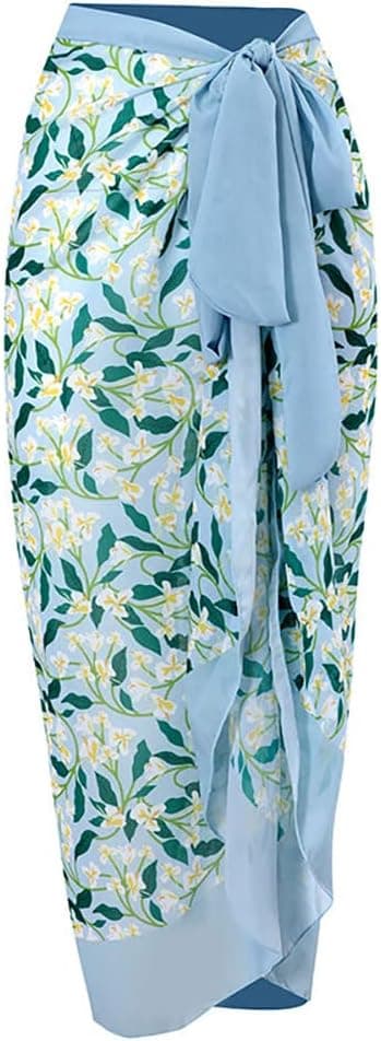 Women 3 Piece Swimsuit Ruffle Floral Print Vintage Bikini Swimwear with Cover up Wrap Summer Holiday Bathing Suit