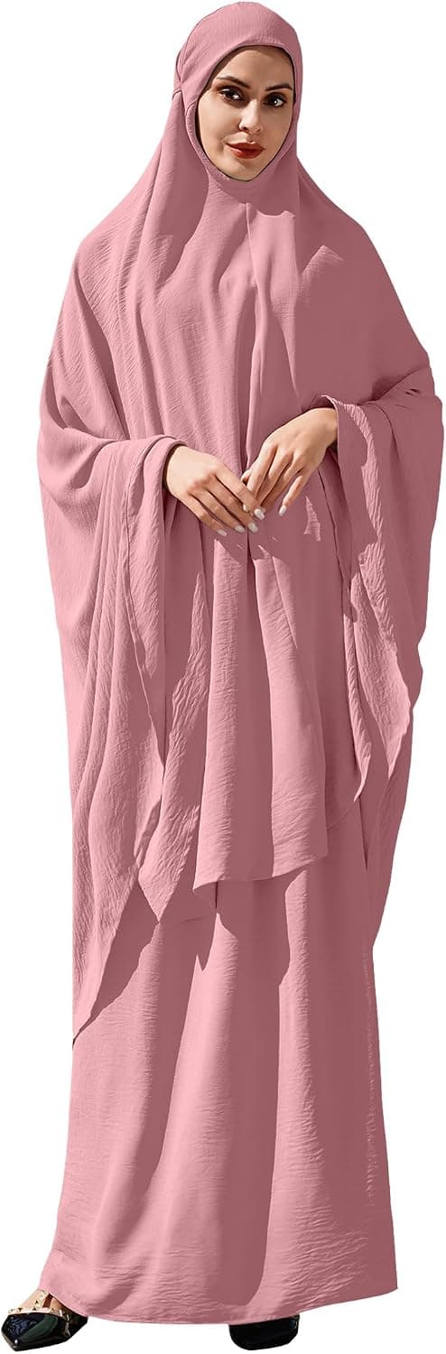 Muslim Ramadan Abaya Prayer Clothes For Women Two Piece Ramadan Hijab Dress and Loose Skirt Set Kaftan Islamic Robe