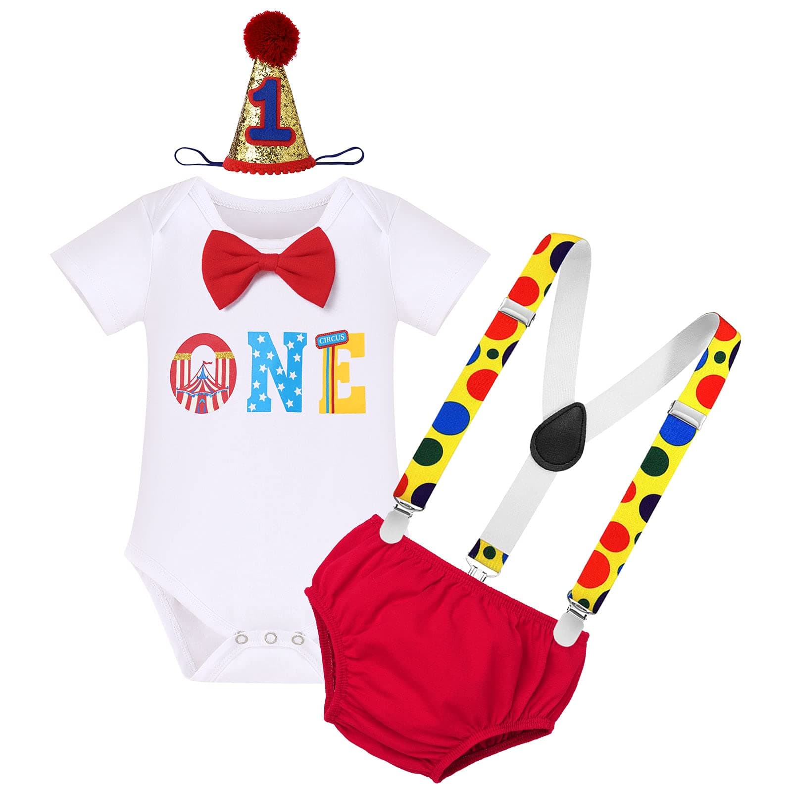 Circus Carnival Theme Baby Boy 1st Birthday Outfit
