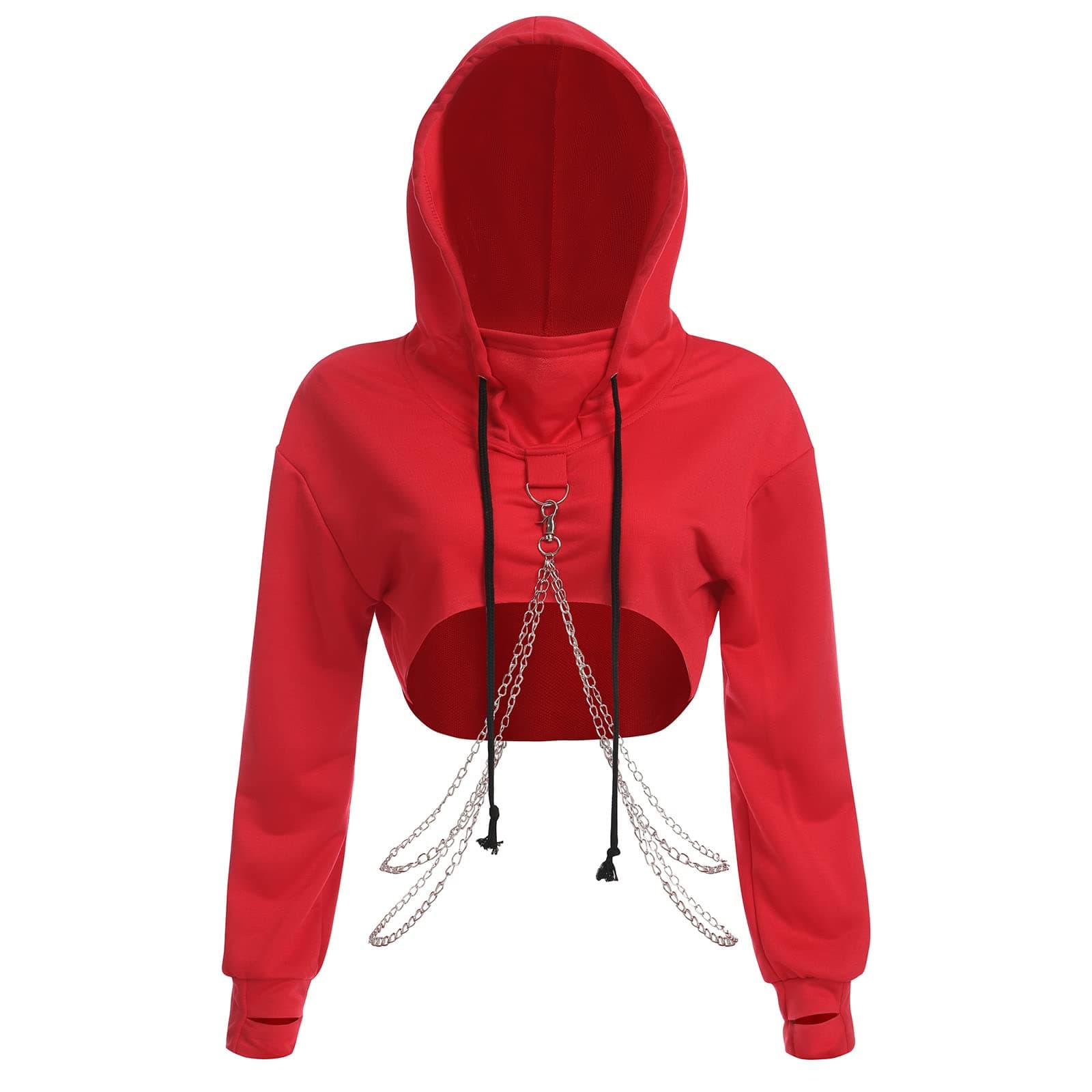 ABAFIP Women's Rave Gothic Crop Top Hoodie