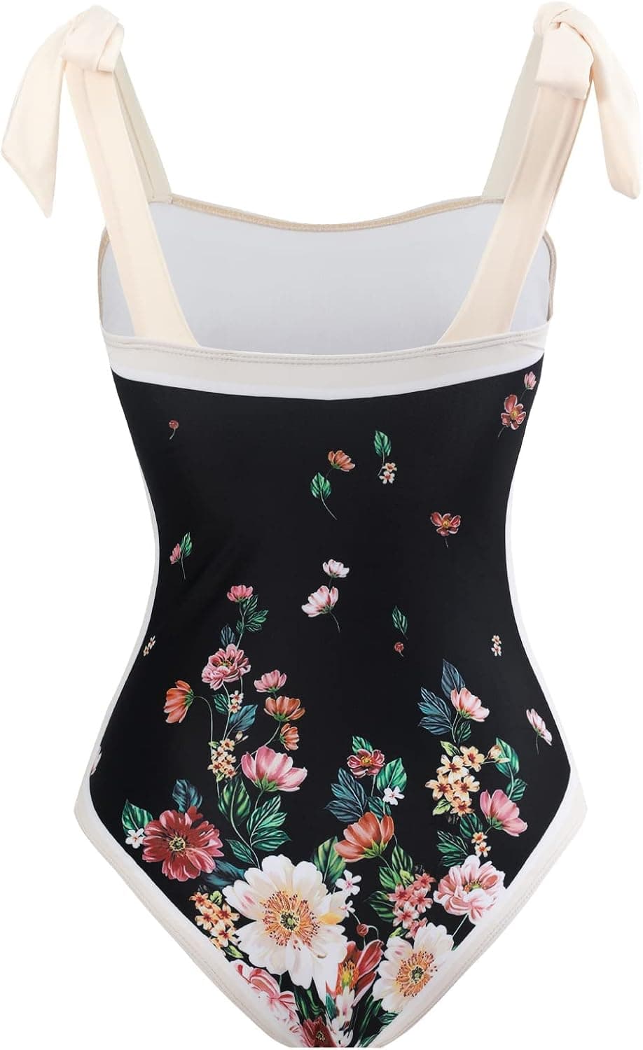 Womens One Piece Swimsuit Vintage Ruffle V Neck Floral Print Bathing Suits Monokini Beachwear