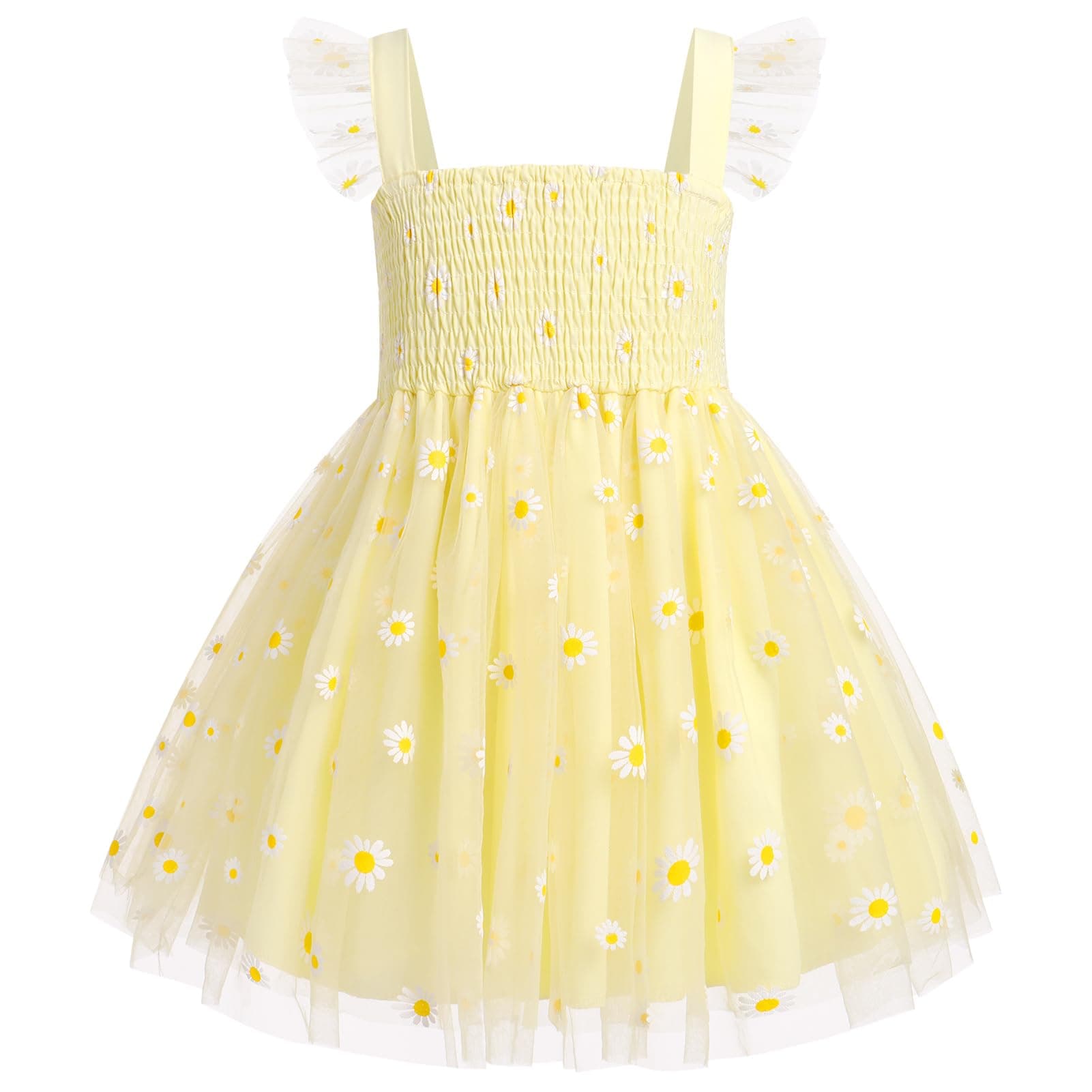 IMEKIS Toddler Girls Boho Backless Floral Confetti Formal Tulle Dress