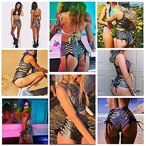 Women's Rave Holographic Bodysuit Set in Metallic Silver for Dance Parties and Festivals