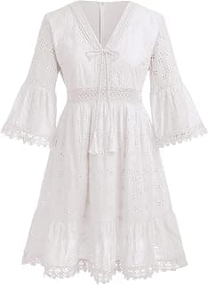 Women's Summer Slip Boho Maxi Dress Lace Up Tassel V Neck Flare Wedding Beach Dresses Holiday Outfit Photo Shoot