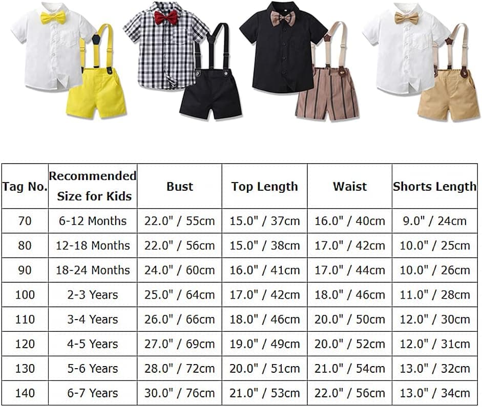 Toddler Baby Boys Gentleman Suits Bowtie Shirt Overalls Suspenders Shorts Pants Summer Wedding Outfit Dress Clothes