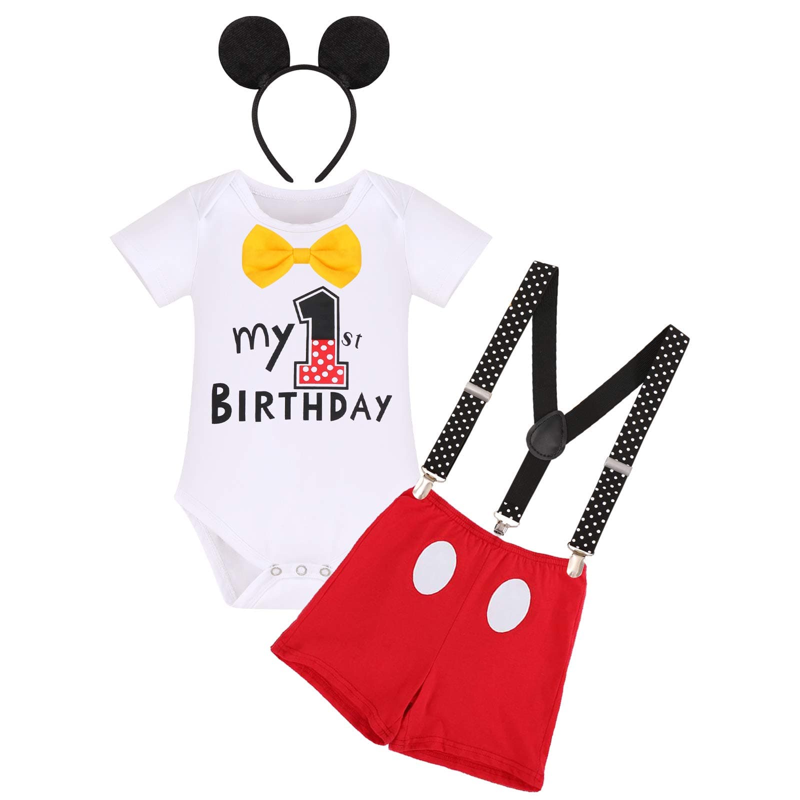 IMEKIS Baby Boys 1st Birthday Halloween Tuxedo Costume Romper Shorts