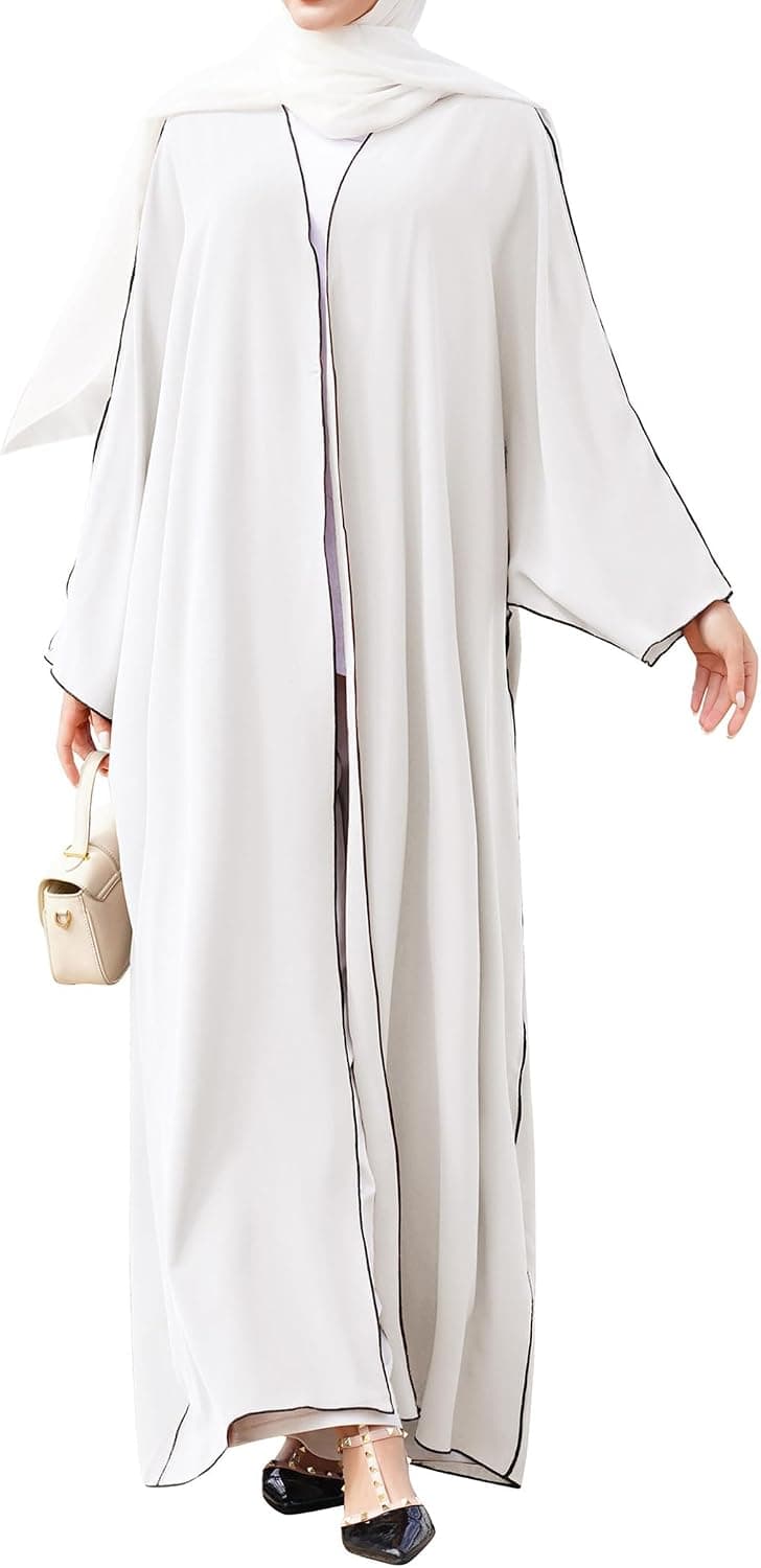 Muslim Abaya for Women Long Sleeve V Neck Maxi Dress Dubai Style Modest Loose Full Cover Islamic Middle East Clothes